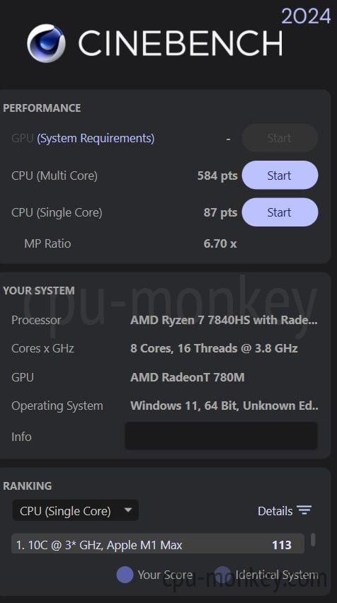 AMD Ryzen 7 7840HS @ 4541.73 MHz - CPU-Z VALIDATOR